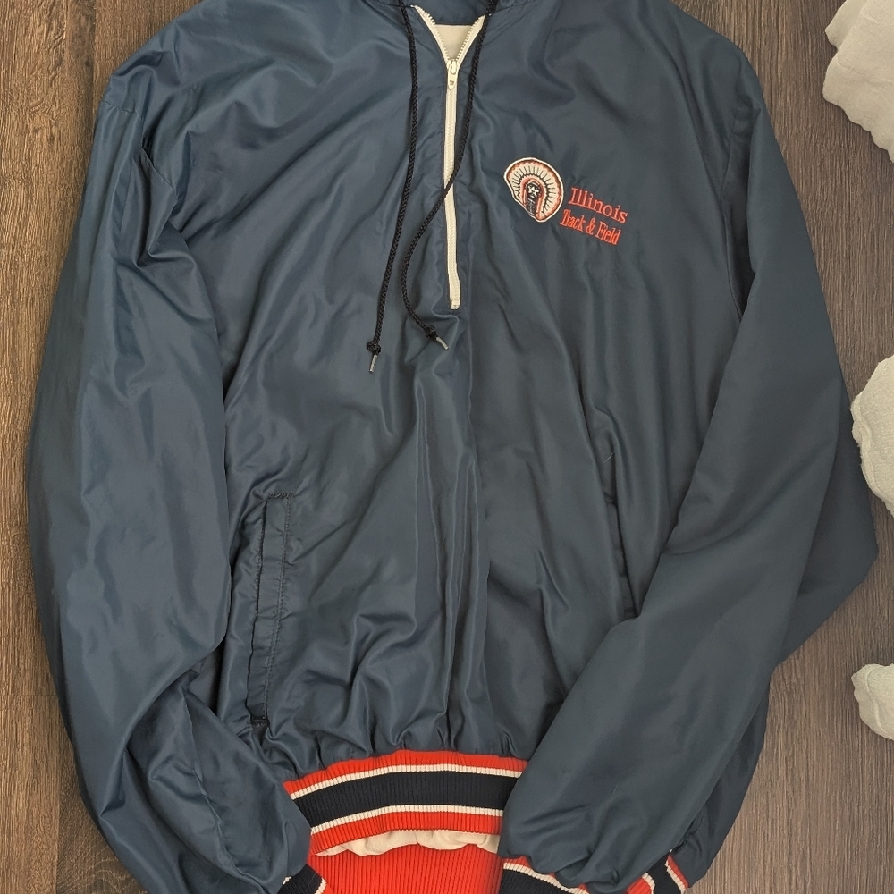 VTG 1980's USA Made Champion University Of Illinois Quarter Zip Pullover Size XL